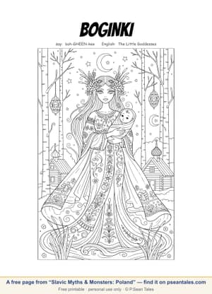 Preview of a free Slavic Myths & Monsters: Poland coloring page