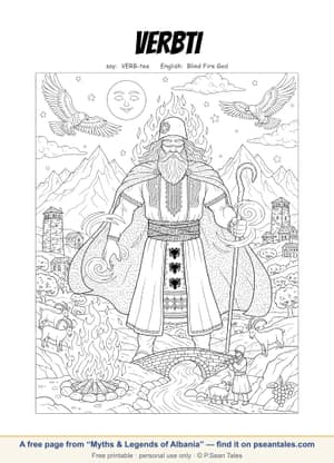 Preview of a free Myths & Legends of Albania coloring page