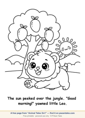 Preview of a free Animal Tales 3in1 coloring page