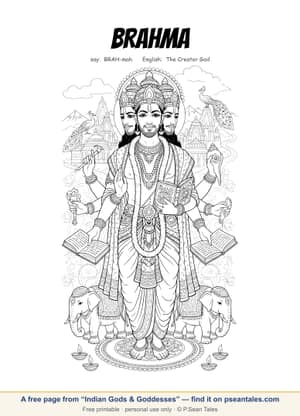 Preview of a free Indian Gods & Goddesses coloring page