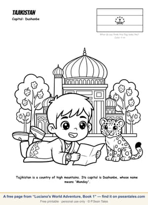 Preview of a free Luciano's World Adventure, Book 1 coloring page