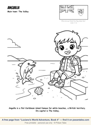 Preview of a free Luciano's World Adventure, Book 4 coloring page