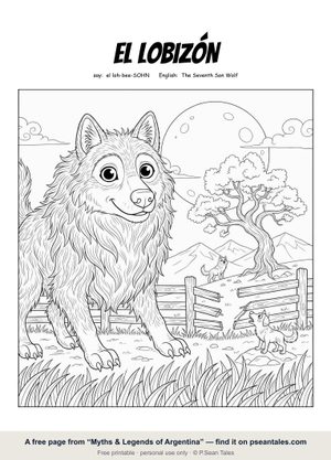Preview of a free Myths & Legends of Argentina coloring page
