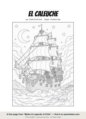 Preview of a free Myths & Legends of Chile coloring page