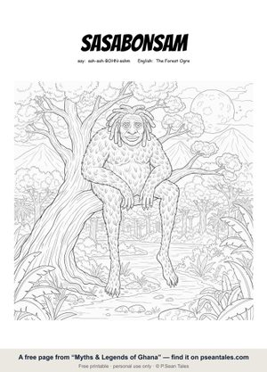 Preview of a free Myths & Legends of Ghana coloring page