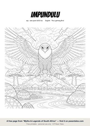Preview of a free Myths & Legends of South Africa coloring page