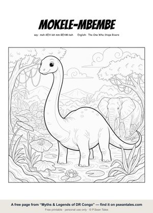 Preview of a free Myths & Legends of DR Congo coloring page