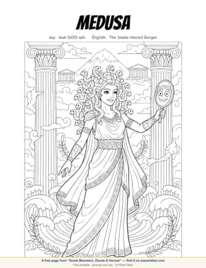 Preview of a free Greek Monsters, Giants & Heroes coloring page