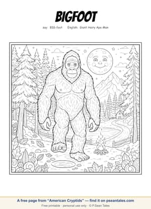 Preview of a free American Cryptids coloring page