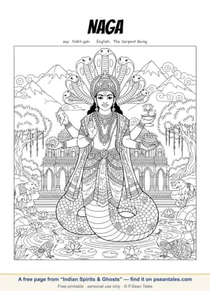 Preview of a free Indian Spirits & Ghosts coloring page